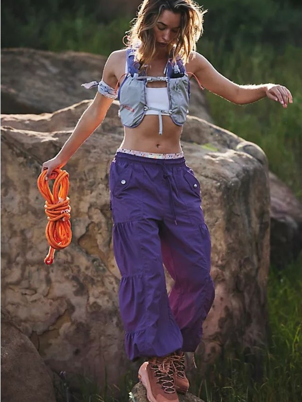 Free People FP Movement set me free pants Sz Small Purple Hiking Water Resistant